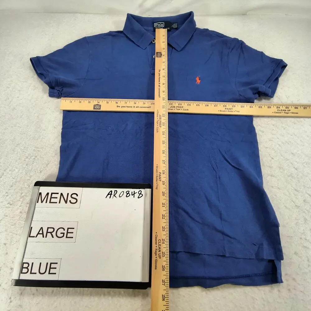 Polo by Ralph Lauren Custom Fit Collared Polo Shirt Mens Size Large L Blue